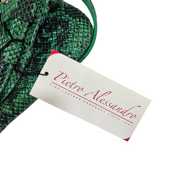 Pietro Alessandro Green Reptile Fold Over Bag - Picture 9 of 13